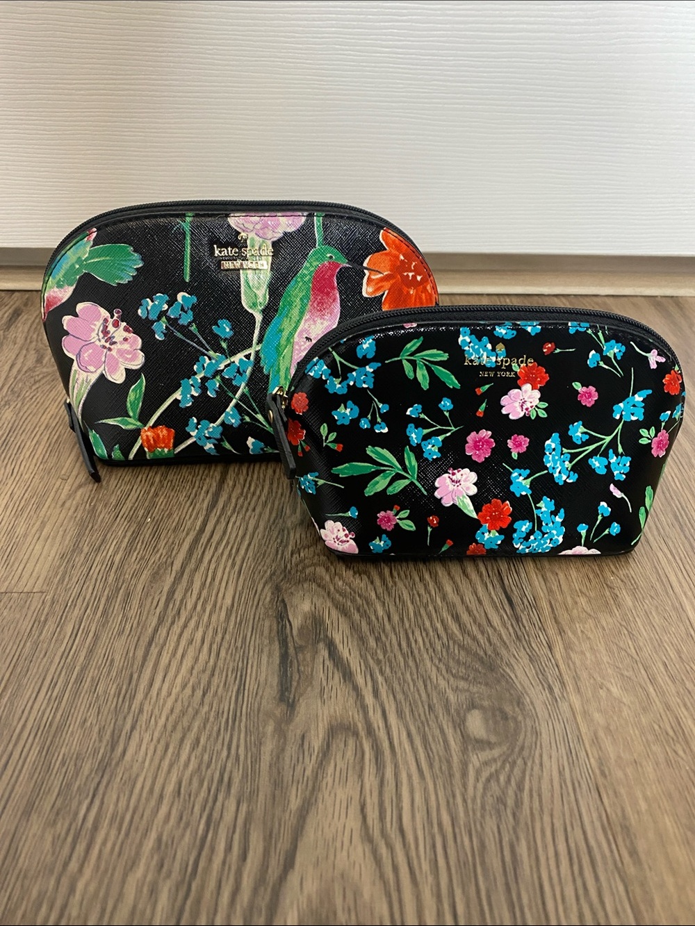 kate spade Floral Hummingbird Cosmetic Bag Duo Tropical Chic - Picture 2 of 16